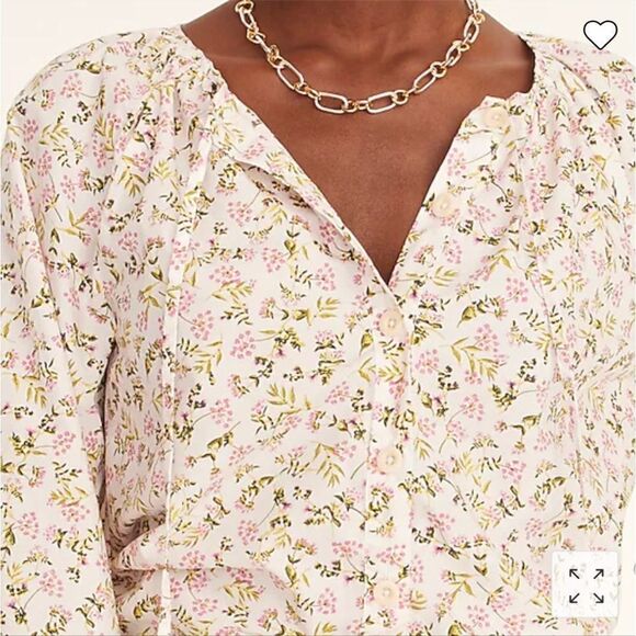 J. Crew Floral Tie-sleeve Button-front Cotton Top Meadow Floral XS - Picture 4 of 6